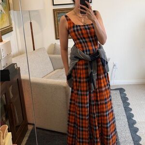 Staud Plaid Sleeveless Maxi Dress